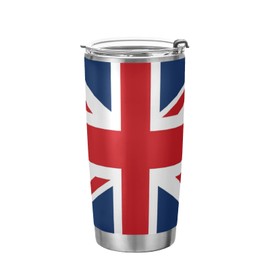 ALAZA England British Flag Union Jack Insulated Travel Tumbler Mug with Lid & Straw Double Wall Vacuum Water Bottle Car Cup Stainless Steel, Hot and Cold Thermos, 20oz