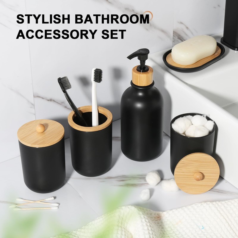 KASUNTING Black Bathroom Accessories Set 8 PCS, Matte Black Bathroom