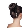 SAFIGLE Pearl Tassel Cloth Hair Scrunchies Black Elastic Hair Rings