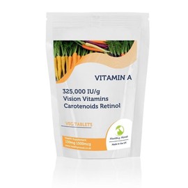 Vitamin A 150mg 1500mcg 325,000 IU/g x90 Tablets Pills UK Nutrition Vision Vitamins Carotenoids Retinol