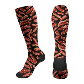 ACDRUING Bacon Unisex Compression Sock 15-20mmhg Over The Calf Socks Men & Women Socks For Running, Nurses, Flight, Travel
