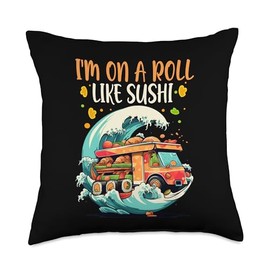 Asian Food I'm on a Roll Pho Japanese Food Noodle Tofu Chinese Soups Throw Pillow, 18x18, Multicolor