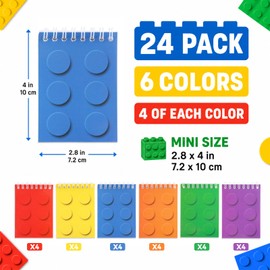 24 Pack Building Block Mini Notebooks Brick Themed Notebooks Classroom Reward Notepads Bulk Brick Inspired Party Favors Puzzle Block Themed School Decor For Girls Boys Teacher Classroom Party Supplies