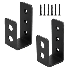 Doors Barricade Brackets,Heavy Duty Door Barricade Clamps U Bracket, Bar Security Door Locks Bracket for Home Barn Shed Garage Gate Door Reinforcement,Fits 2 x 4 Lumber,with Screw (2pcs, Black)