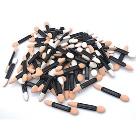 Kittro Sponge Tip Disposable Eyeshadow Brushes Makeup Brushes Makeup Tools 100pcs Double Eye Shadow Brush (Beige)