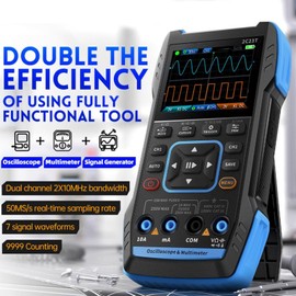 Handheld Oscilloscope Multimeter Waveform Generator Portable 3 in 1 Digital Tester with 10MHz Bandwidth 50MS s Sampling Rate
