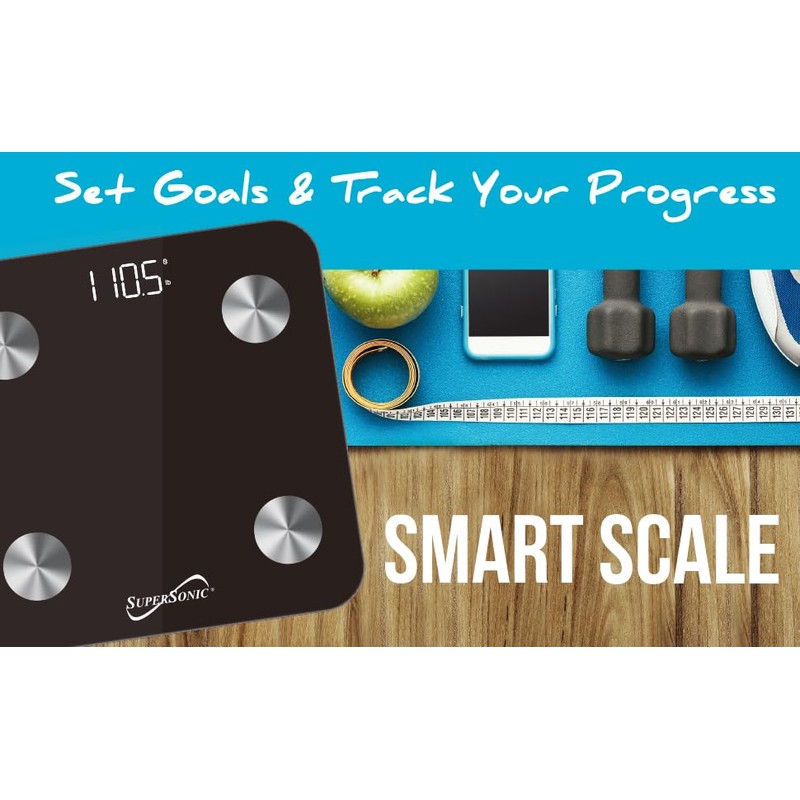 Supersonic SC-851BTS Bluetooth Enabled Fitness Weight Scale Tracker