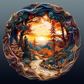 KAAYEE Wooden Puzzles for Adults Visual 3D Winding Road Wooden Jigsaw Puzzles for Adults 100 Pieces Wood Puzzle Gifts for Adults and Kids Landscape Puzzles(8.5 * 8.4in)