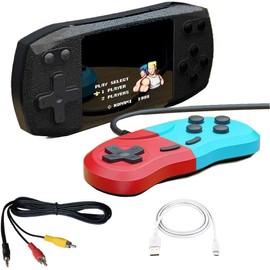 eDealz Retro Handheld Video Game Console with 620 Classic Games, Micro USB Rechargeable, 3 Inch LCD Screen, Multiplayer and TV Support. Includes TV Connection and Extra Remote for Boys Girls (Black)