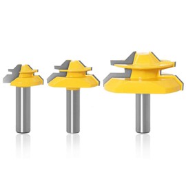 APlus 3-Piece 1/2 Inch 12.7 mm Gluing Milling Cutter Miter 45 Degree Lock Miter Router Bit Woodworking Cutter Cutting Tool for Engraving Machine Trimming Machine