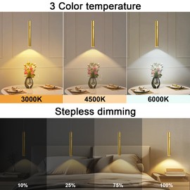 Lightess Battery Operated Pendant Light Set of 2, Motion Sensor, Gold