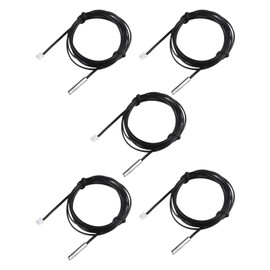 5Pcs 1M Temperature Sensor Probes, 10K NTC 1% Thermistor Probe Stainless Steel Probe Temperature Measurement Control for Air Conditioners Refrigerators Water Heater Dishwasher Various Occasions