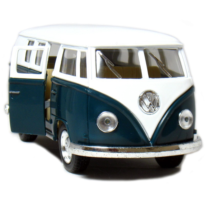 5 Die-cast 1962 VW Classic Bus 1/32 Scale (Green), Pull
