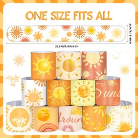48PCS Boho Sun Party Favors Slap Bracelets Hippie Groovy Boho Sunshine First Trip Around the Sun Theme Birthday Party Decorations Supplies For Here Comes the Son Baby Shower Sun Party Supplies