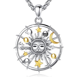 CELESTIA Star Sun Moon Necklace Women's Silver 925 Soy Luna Pendant Necklace with Opal Jewellery Gift for Women Mum, Sterling Silver, Not Applicable