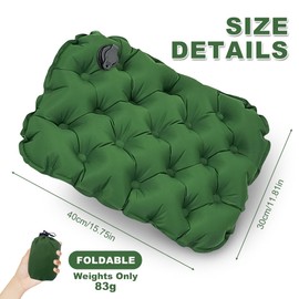 Foreverup Inflatable Seat Cushion, Self-Inflatable Travel Seat Cushion for Office Chair with Storage Bag, Foldable Lightweight Seat Pads for Hiking Camping Walking Travel Fishing Flying (Green)