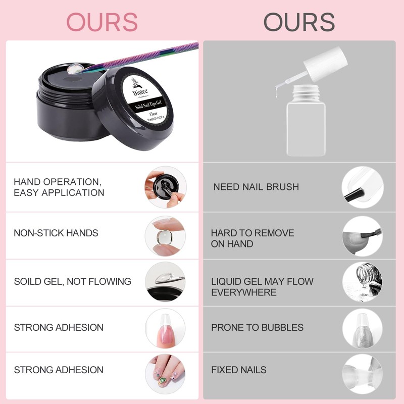 Biutee Solid Nail Tips Gel Nail Art Gel Nail Glue