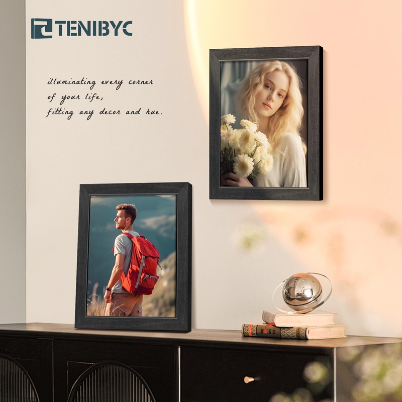 TENIBYC 8x10 Picture Frame 4 Pack, Black Wooden Textured, HD