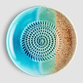 evergrate Ceramic Grater Set of 3 Gift Set - 3 Plate Graters Ocean with Kitchen Brushes and Recipe Booklets