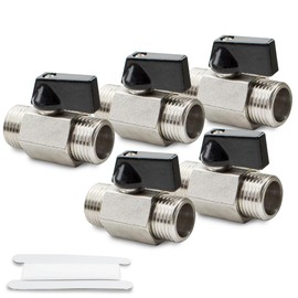 Bwintech 5 Pcs 1/4" BSP Male x Male Nickel Plated Brass Mini Ball Valve Shut-Off Valve