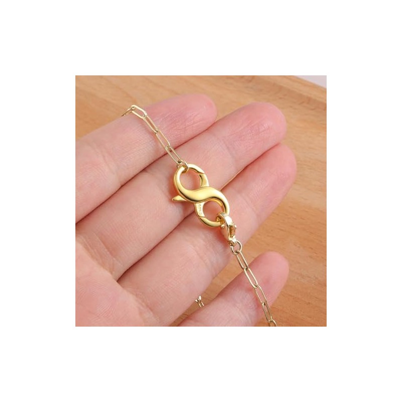 MY-BEAD Infinity Chain Clasp 925 Silver 14 K Gold-Plated Double