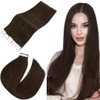Easyouth #2 Remy Real Hair Tape-In Extensions, Darkest Brown, 30