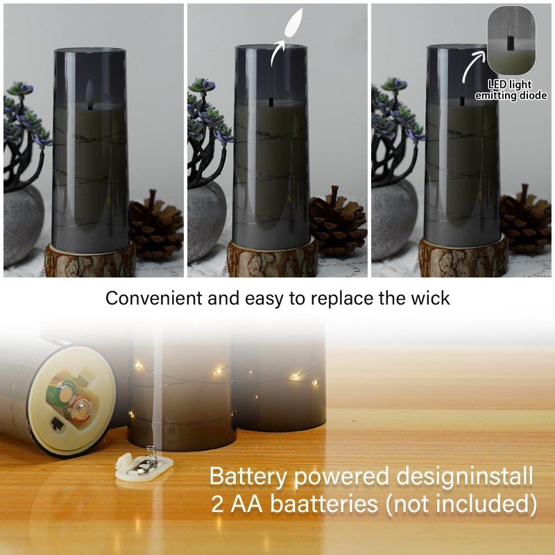 kakoya Flameless LED Candles with Timer 5 Pc Flickering Flameless
