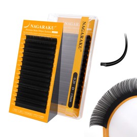 NAGARAKU Flat Ellipse Eyelash Extension 5th Generation Air Series Individual Eyelashes 1:1 Ultra Light Thin Natural Double Tips Split Flat Eyelash Matte Black 16 Rows (0.20 D Curl 13 mm)