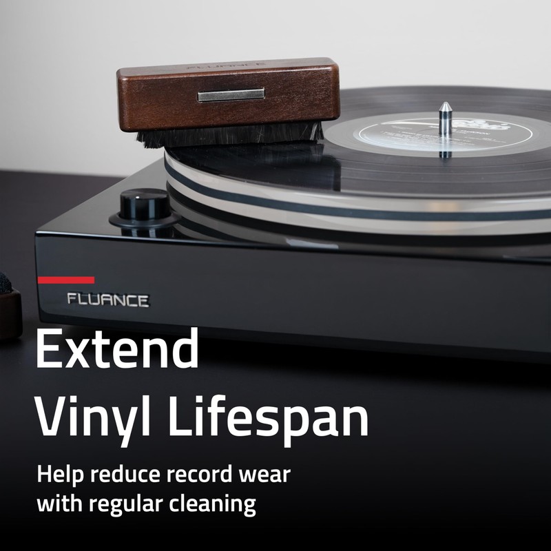 Fluance Vinyl Record Cleaning Brush, Anti-Static Carbon Fiber Brush, Scratch