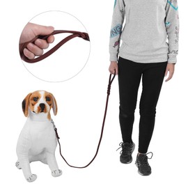 Qiilu Perros de Cuero Collares y Correas para Perros Medianos Correa para Perros Cuerda de Seguridad Cuero de Vaca y Cinturón de Cuero para Caminar Correr (1.2m)
