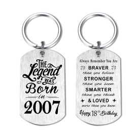 Yobent 18th Birthday Gifts for Him Boys Men 2007, Happy 18th Birthday Keychain, 18 Year Old Birthday Gifts for Her Women, The Legend was Born in 2007