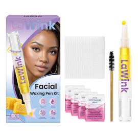 LaWink Facial Waxing Pen, Eyebrow Shaper Wax Kit, Sugar Wax Wand, Eyebrow wax kit Facial Hair Removal For Eyebrow, Upper Lip, Chin, and Moustache with 20 Cotton Strips 4 Oil Wipe