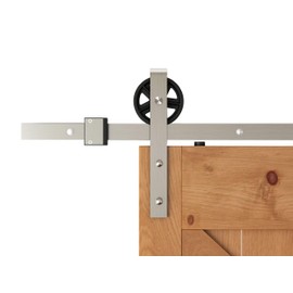 DIYHD TSQ15SN 6.6FT Brushed Nickel Industrial Spoke Wheel Steel Sliding Barn Door Hardware