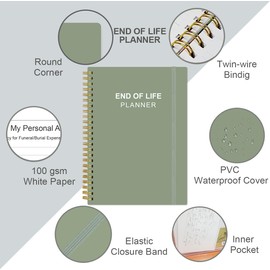 End of Life Planner – Final Arrangements Organizer for Beneficiary, Will Preparation, Last Wishes & Funeral Planning, 5.8" x 8.5", Green