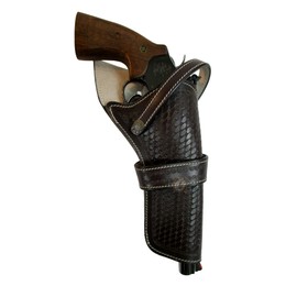 Cross Draw Western Holster Tooled Leather Long Barrel 357 22 44 FIT FIT for Taurus Ruger COLT S&W (Basket Brown, Right)