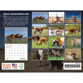 Decor Logistics Texas Longhorn Calendar 2026 Cattle Monthly Wall Calender 12 Month