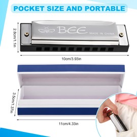 fanshiontide 2 Pieces Harmonica, 10 Holes 20 Tones Blues Harmonica Mouth Organ Key of C Diatonic Harmonica Perfect Music Gift for Kids Adults Beginners and Performers (Black&Silver)