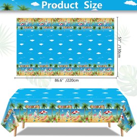 TJYJOY 4 Pack Beach Theme Party Tablecloth Aloha Luau Hawaiian Birthday Table Cloth Flamingo Surfboard Table Cover Disposable Pool Decorations for Baby Showers Seaside Beach Pool Party 86×51 in