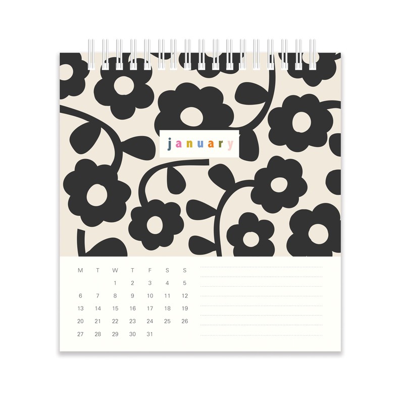 2025 Caroline Gardner Hearts & Mixed Prints Desk Calendar