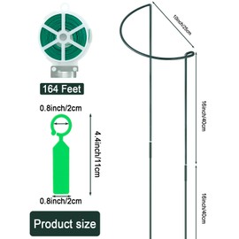12 Pack 10" W x 32" H Plant Support Stakes, Large Peony Cages and Supports, Tall Peony Ring Supports, Garden Plant Stakes for Outdoor Plants, Rose, Tomato, Hydrangea, Flowers