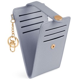 POIUGOYA Slim Wallet for Women,RFID Blocking Bifold Credit Card Holder with Zipper Coin Pocket,ID Window Keychain