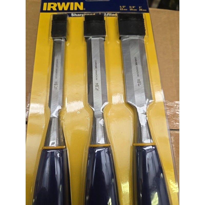 Irwin 3pc Wood Woodworking Chisel Set 1/2", 3/4", 1" Set