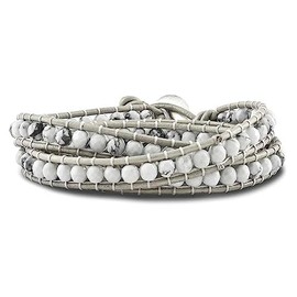 Spirit by Chelsea Taylor White Howlite Beaded and Leather Multi-wrap Bracelet