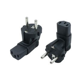 RIIEYOCA 90 Degree Schuko Plug to IEC C13 Adapter, IEC320 C13 Female to European Plug CEE 7/7 Plug Adapter for Laptop or C13 Cable Devices - Black (Pack of 2)