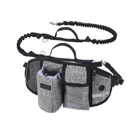 RAKSONIC Upgraded Multifunctional Running Water Bottle for Men Women,Waterproof Utility Belt with Water Bottle Holder,Running Fitness Mobile Phone Waist Bag with Elastic Dog Leash (Grey1)