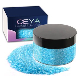 Ceya 5.3oz/ 150g Crushed Irregular Glass Baby Blue Metallic Crystal Chip Broken Glass Chips Glitter 2-4mm Craft Chunky Glitter for Nails Art Epoxy Resin Mold Coasters Ornament Painting Geode
