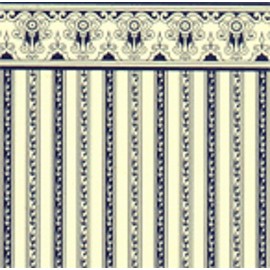 Melody Jane Dollhouse Regency Stripes Blue on Cream Miniature Print 1:24 Scale Wallpaper