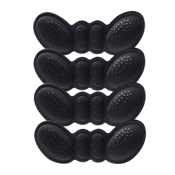 Heel Pads, Prevents Blisters, Prevents Blisters, For Size Adjustment, Pain Reduction, Set of 4, Shoe Heel Protection Pad, Insole, Butterfly Shape, Heel Protection, Anti-Slip, Cushion, High Heel, Sneakers, Pumps, Business Shoes, Black