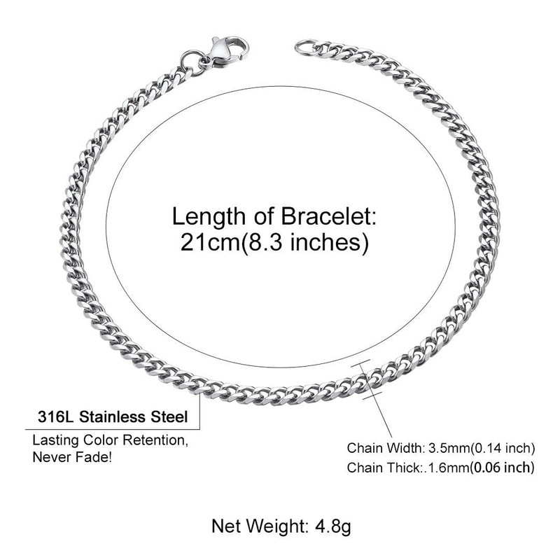 Cuban Link Bracelet for Men Thin Chain Bracelet