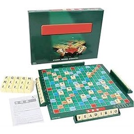 OPVXZAD Lern Wortspiel für Kinder Buchstabenspiel, Alphabet-Lernspiel & Wortlegespiel mit 100 Buchstabensteinen, inkl Spielbrett 4 Buchstabenhalter & Tragetasche pädagogisches Lernspiel